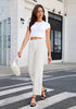 Cream White Women's High Waisted Jeans Wide Leg Jeans Stylish Commuter Jeans Comfortable Jeans