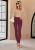 Wine Red Women's Classic Skinny High Waist Stretch Pants Trouser