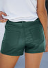Dark Green Women's Comfy High Waisted Stretchy Faux Leather Denim Pants Shorts