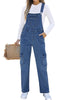 Classic Blue Women's Casual Adjustable Strap Wide Leg Jumpsuit with Pocket Jeans Trouser