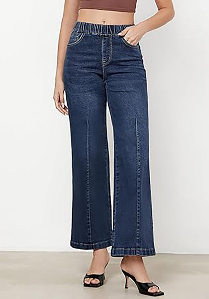 Midnight Blue Women's Stretchy Pull On Jeans High Waisted Denim Pants