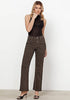 Leopard Mid-Waisted Stretchable Straight Leg Denim Jeans