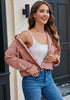 Coral Pink Women's Denim Jackets Vintage Lightweight Cropped Button Down Jacket