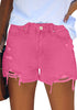 Hot Pink Women's High Waisted Frayed Raw Hem Denim Hot Short Summer Jean Shorts