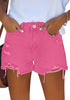 Hot Pink Women's High Waisted Frayed Raw Hem Denim Hot Short Summer Jean Shorts