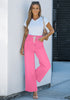 Carnation Pink Women's High Waisted Straight Leg Wide Leg Y2K Jeans Pants