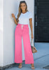 Carnation Pink Women's High Waisted Straight Leg Wide Leg Y2K Jeans Pants