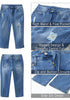 Medium Blue Women's High Waisted Skinny Ripped Denim Jeans Distressed Capris Pants