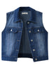 Indigo Nightfall Blue Women's Sleeveless Cropped Denim Jean Jacket Western Vests Top With Pockets