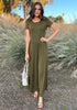 Olive Green Women's Wide Leg Jumpsuits Baggy Loose Short Sleeves Overall