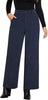 Navy Blue Women's Casual High Waist Pocket Polyester Relaxed Fit Wide Leg Pants