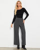 Dark Gray Women's Casual High Waist Pocket Polyester Relaxed Fit Wide Leg Pants