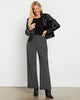 Dark Gray Women's Casual High Waist Pocket Polyester Relaxed Fit Wide Leg Pants