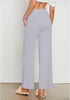 Grey  Women's Ankle-Length High-Waist Pants Relaxed Fit Wide-Leg Pull-On Side Pocket
