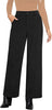 Black  Women's Casual Full-Length High Waist Relaxed Fit Wide Leg Front Zip Elastic Waist Back Pocket Pants Button Matching Non-Stretch