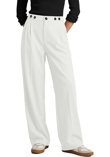 GRAPENT Women's High Waisted Wide Leg Work Pants | Elastic Back Waist, Front Pleated, Business Casual Office Outfits