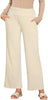 Cream  Women's Ankle-Length High-Waist Pants Relaxed Fit Wide-Leg Pull-On Side Pocket