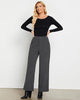 Dark Gray Women's Casual High Waist Pocket Polyester Relaxed Fit Wide Leg Pants