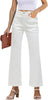 White Womens Flare Jeans High Waisted Wide Leg Baggy Jean for Women Stretch Denim Pants