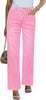 Gossamer Pink Women's Straight Leg Pull On Denim Pant High Waisted Stretch