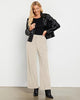 Beige Women's Casual High Waist Pocket Polyester Relaxed Fit Wide Leg Pants