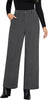 Dark Gray Women's Casual High Waist Pocket Polyester Relaxed Fit Wide Leg Pants
