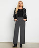 Dark Gray Women's Casual High Waist Pocket Polyester Relaxed Fit Wide Leg Pants