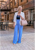 Tranquil Blue Women's High Waisted Wide Leg Business Work Pants