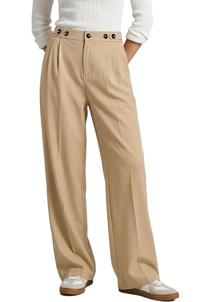 GRAPENT Women's High Waisted Wide Leg Work Pants | Elastic Back Waist, Front Pleated, Business Casual Office Outfits