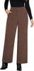 Brown Women's Casual High Waist Pocket Polyester Relaxed Fit Wide Leg Pants