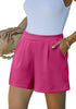 Hot Pink Women's High Waisted Pleated Dress Shorts for Business and Casual Outfits