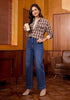 Dark Atlantic Blue Women's High Waisted Wide Leg Jeans with Comfort Stretch and Functional Pockets