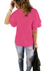Hot Pink Women's Summer Blouse Casual Ruffle 3/4 Sleeve Tops Loose Shirts