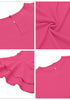 Hot Pink Women's Summer Blouse Casual Ruffle 3/4 Sleeve Tops Loose Shirts