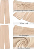 Beige Women's Full-Length Wide Leg Stretch Casual Pants Elastic Waist Relaxed Fit