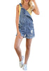 Classic Blue Roll-Over Hem Ripped Denim Shorts Overall