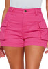Hot Pink Women's High Waisted Cargo Shorts With Pockets Casual Summer Shorts Stretchy Short Pants