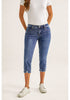 Vintage Blue Women's Capri Pants High Waisted Ripped Denim Skinny Jeans