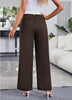 Brown & White Block Women's High Waisted Wide Leg Business Work Pants