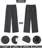 Dark Gray Women's Casual High Waist Pocket Polyester Relaxed Fit Wide Leg Pants