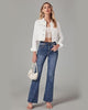 Ivory White Women's Basic Long Sleeves Fitted Denim Cropped Jacket