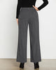Dark Gray Women's Casual High Waist Pocket Polyester Relaxed Fit Wide Leg Pants