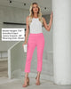Sachet Pink Women's High Waisted Elastic Slight Stretch Denim Pull On Cuffed Hem Capri Jeans Denim Pants