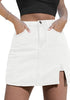 Brilliant White Women's Brief Denim High Waisted Skirt Split Hem Stretch