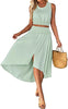 Pale Green Women's Business Suiting Crop Top High Waist Skirt Set