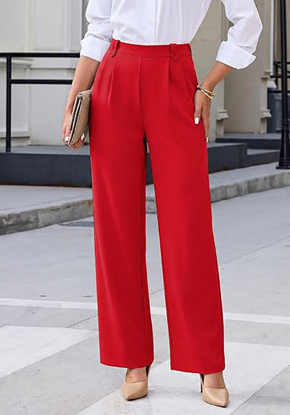GRAPENT Women's Wide Leg Dress Pants | Pull On Closure, High Waisted, Elastic Back Waist, Front Pleated, Business Casual Office Wear