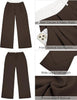 Brown & White Block Women's High Waisted Wide Leg Business Work Pants