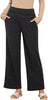Grey Black Women's Ankle-Length High-Waist Pants Relaxed Fit Wide-Leg Pull-On Side Pocket