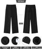 Black  Women's Casual Full-Length High Waist Relaxed Fit Wide Leg Front Zip Elastic Waist Back Pocket Pants Button Matching Non-Stretch