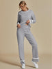 Grey Women Soft Long Sleeve Wide Leg Set Casual Sleep Lounge Wear